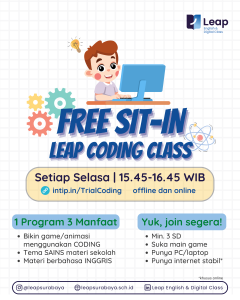 Kursus Coding Anak? Di Leap Aja! 2 Poster Coding Sit In