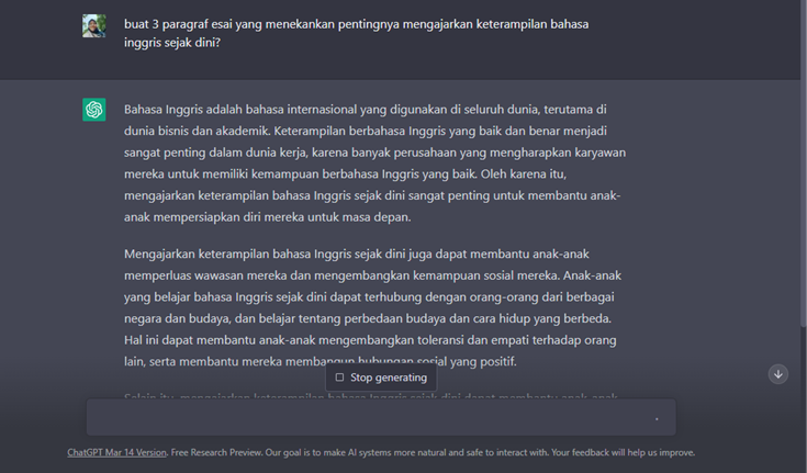  Contoh perintah yang diberikan untuk chat GPT